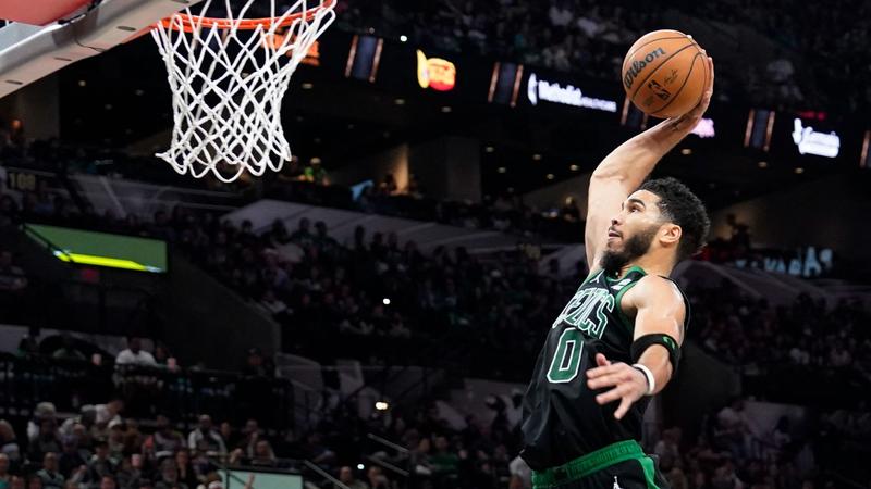 Tatum scores 34 as Celtics hold off Spurs, Lakers edge Kings in thriller